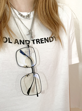 镂空十字架钢嘻哈网掉色项链