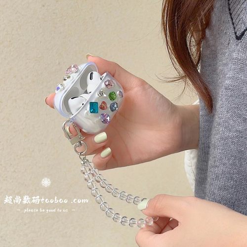 小猴子同款彩色水钻适用vivo tws5保护套TWSA4 3e无线蓝牙耳机壳twsair3pro硅胶iqoo twsair2透明x1/a1保护壳 - 图1