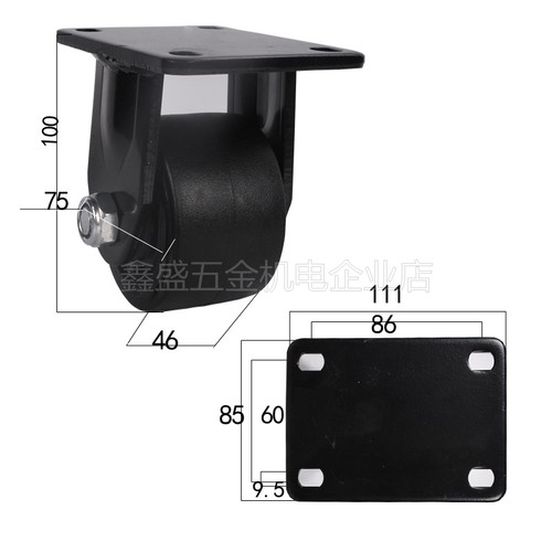 低重心重载型黑尼龙万向轮3寸耐磨承重轮脚轮滑轮双轴承静音轱辘 - 图2