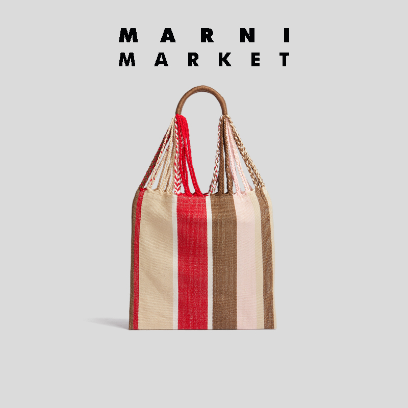 MARNI MARKET GOES AROUND条纹女吊床包手提包腋下包 - 图1