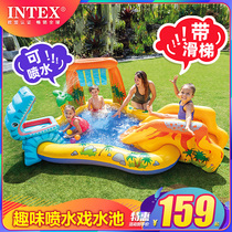 INTEX children inflatable swimming pool outdoor large slide marine ball sandpool for home baby spray water pool
