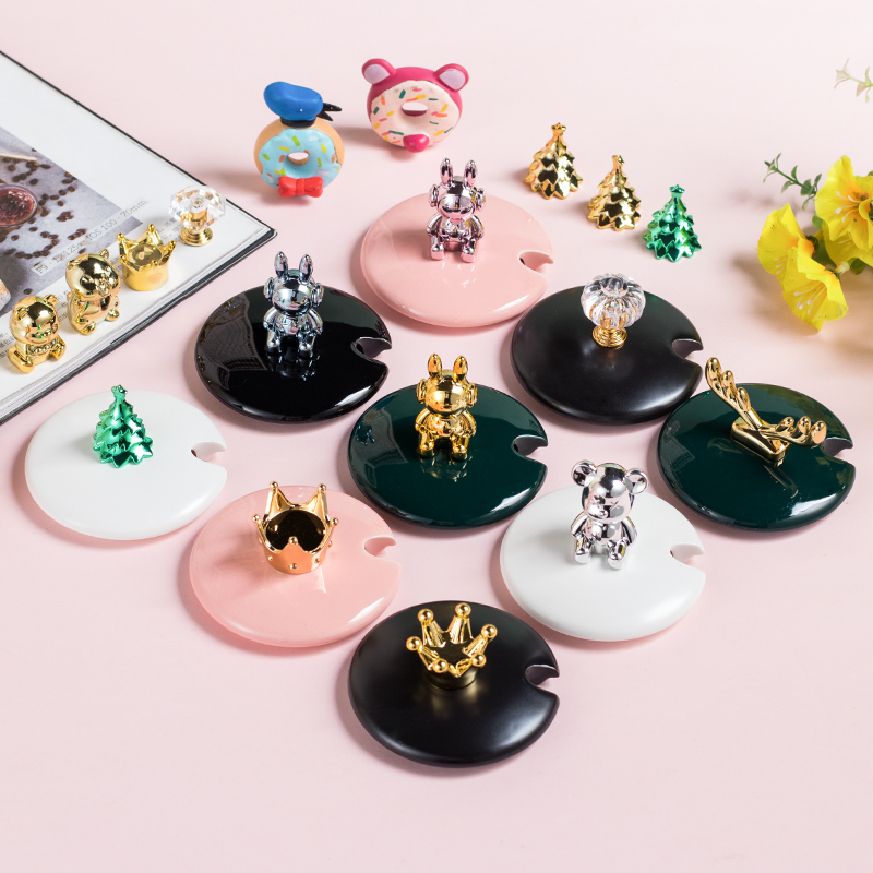 杯盖陶瓷通用配件万能杯盖带顶珠玻璃马克杯盖圆形茶水杯盖子单卖 - 图0