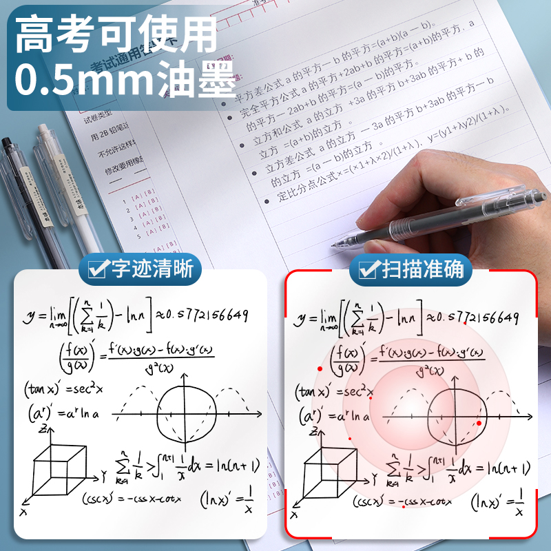 晨光本味按动中性笔学生考试专用速干刷题笔ST头碳素黑笔0.5顺滑笔芯按压式简约透明笔杆黑色水性签字笔81108 - 图1