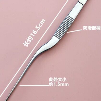 刘福艺手工打磨深齿镊子14厘米采耳工具16.5尖头细杆不锈钢夹子 - 图0