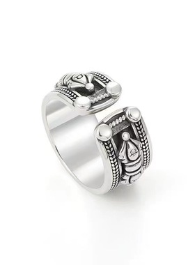 镀925银新品色五角星戒指男潮复