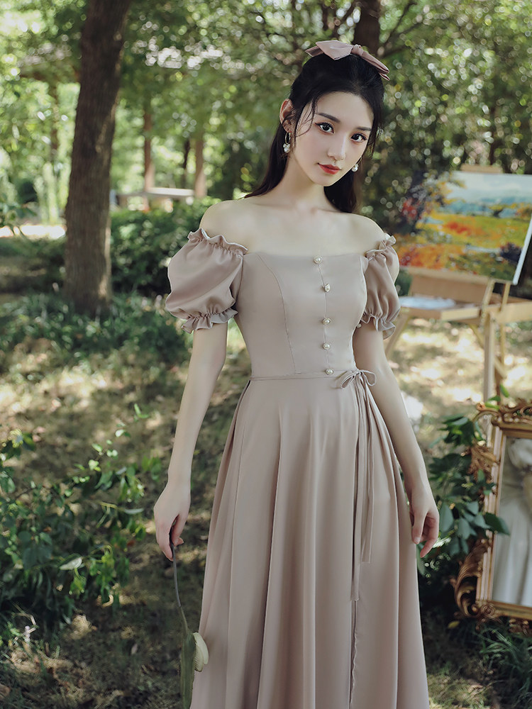 法式平时可穿2020新款服简约伴娘服 媞曼萱礼服/晚装