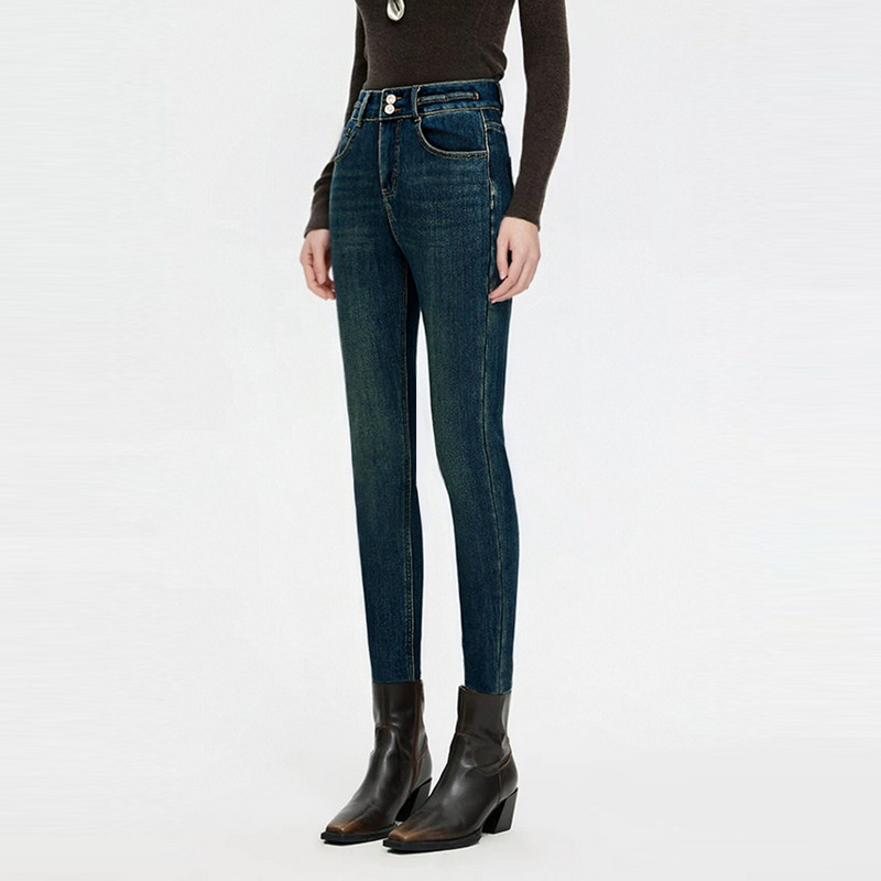 快鱼2025年冬季高腰牛仔裤女小脚紧加绒修身显瘦弹力铅笔裤牛仔裤,淘宝优惠券,粉丝福利购,淘宝优惠卷