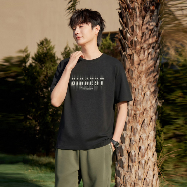 Kuaiyu 2026 Summer New Men's Casual Round Neck T-Shirt Simple Youth Printed Loose Letter Thin Top