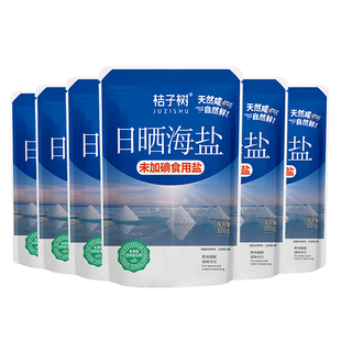 桔子树无碘海盐未加碘食用盐320g*6袋