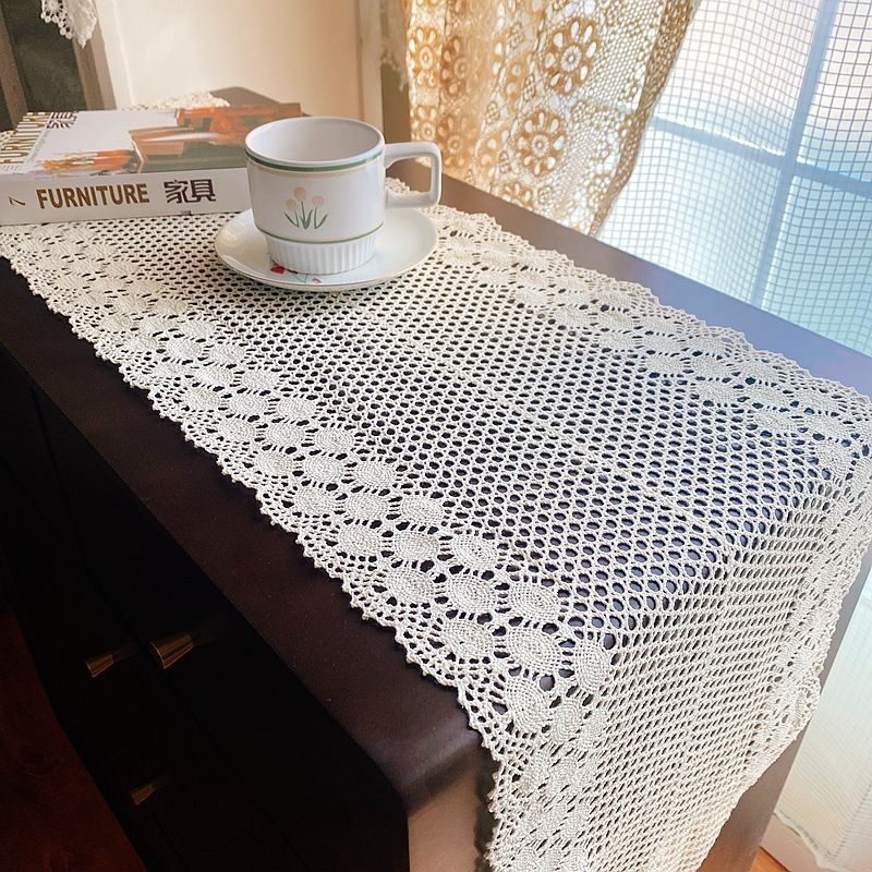 美式田园ins棉线钩花电视柜餐边柜斗柜鞋柜盖巾餐桌茶几桌旗桌布,淘宝优惠券,粉丝福利购,淘宝优惠卷