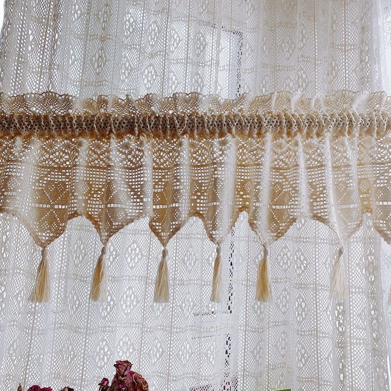 法式复古田园乡村花边棉线编织钩针咖啡帘飘窗帘头短帘门帘半帘,淘宝优惠券,粉丝福利购,淘宝优惠卷