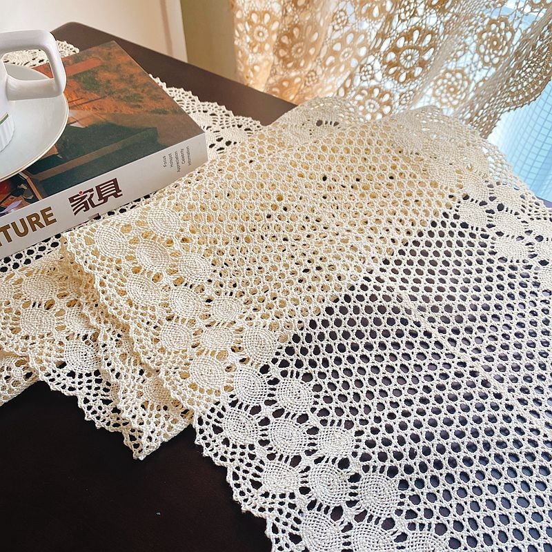 美式田园ins棉线钩花电视柜餐边柜斗柜鞋柜盖巾餐桌茶几桌旗桌布,淘宝优惠券,粉丝福利购,淘宝优惠卷