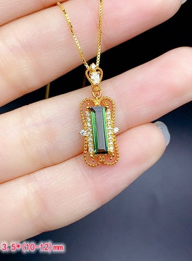 S925纯银长方吊坠空托高级设计款