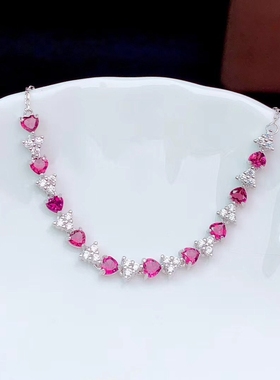 纯银心形手链空托小尺寸电镀白金