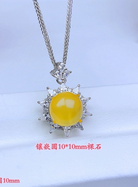 女纯银圆形吊坠空托圆15*15
