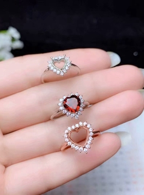 心形吊坠水晶裸石戒指