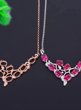 碧玺时尚椭圆款6*8mm托帕锁骨链