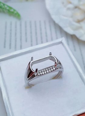 s925银男戒长方马鞍形7*14mm来等