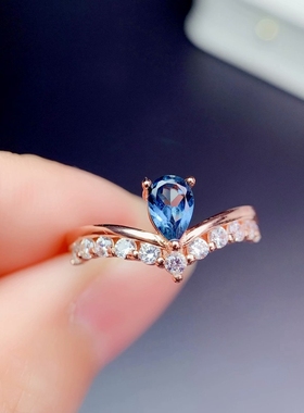 纯银水滴形小尺寸裸石戒指