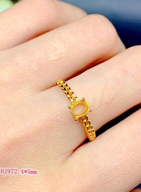 S925纯银时尚轻奢戒指空托4*5mm