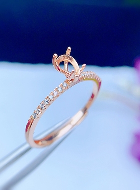 女纯银水滴戒指空托简约气质百搭