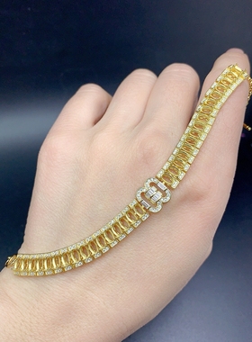 女纯银手链空托群镶嵌3*5mm宝石