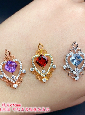 S925纯银吊坠空托时尚宫廷风