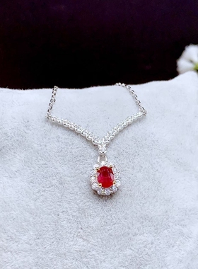 时尚风蓝宝石翡翠银项链