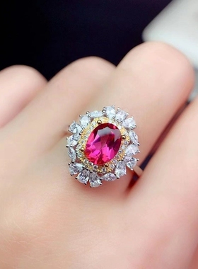 时尚豪华风纯银托帕石成品戒指