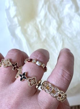 中古着vintage戒指幸运四叶戒指轻奢高级感小众气质ins风复古设计