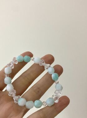 自制~樱落半夏！粉色蓝色石温柔气质手链女 清冷感春夏手串女