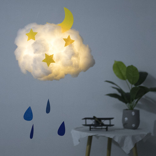 创意ins云朵灯diy材料包手工网红少女心房间空中吊饰装饰夜灯挂件 - 图2