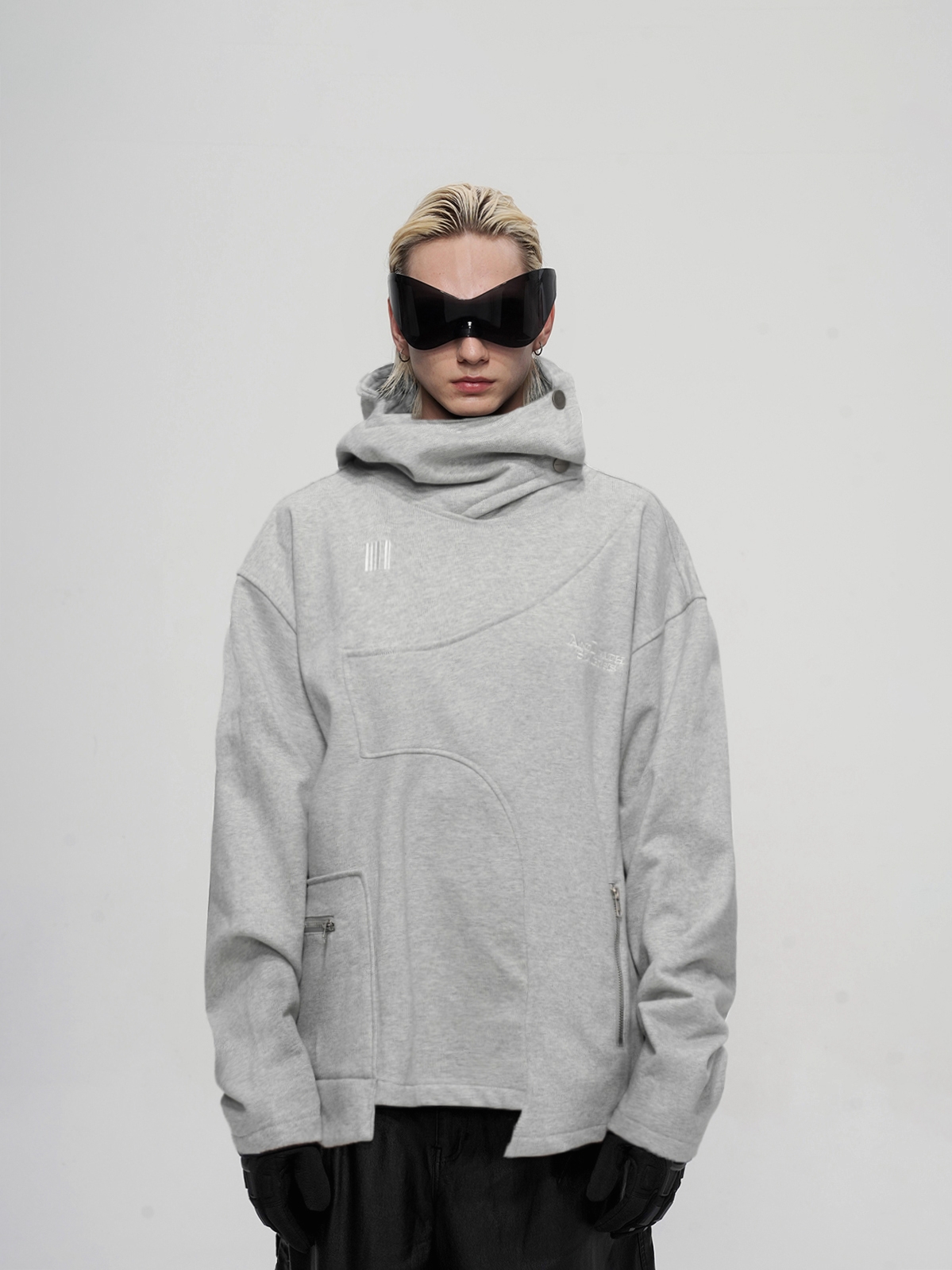 BEVAN UP丨Deconstructed Hoodie*解构剪裁立领500G重磅连帽卫衣 - 图0