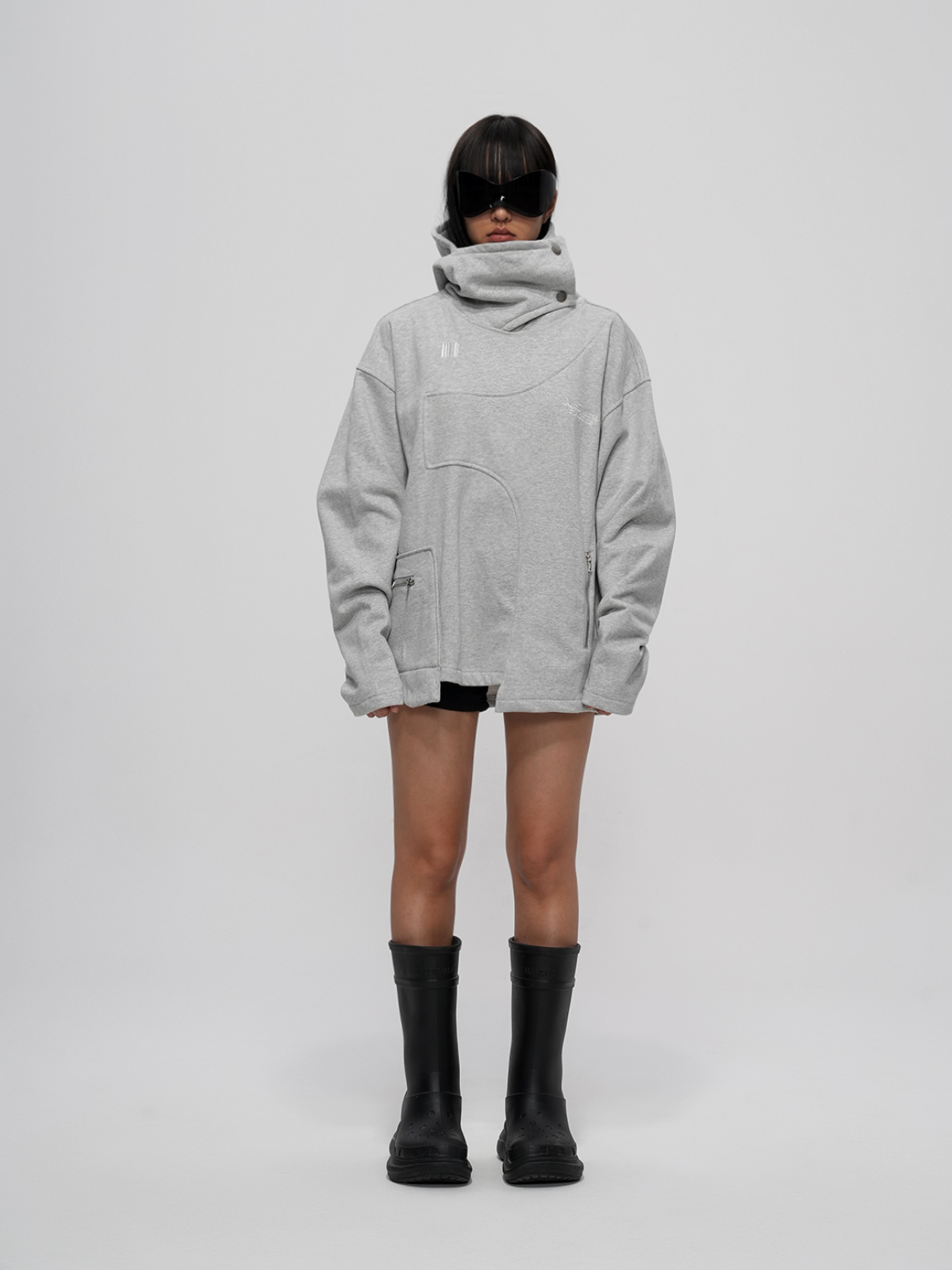 BEVAN UP丨Deconstructed Hoodie*解构剪裁立领500G重磅连帽卫衣 - 图2