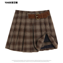 American Academy Wind comeback curly curly plaid Pleated Skirt Woman Autumn Winter Sweet JK wearing a high waist a dress short skirt