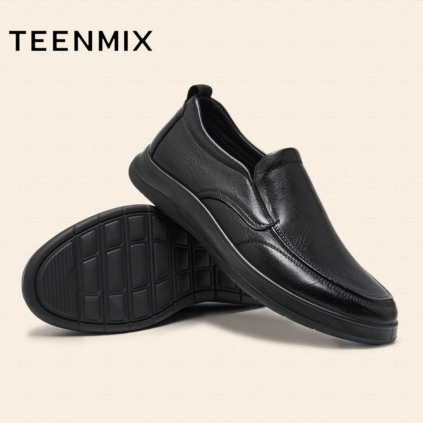 天美意2025春新款商场同款一脚蹬爸爸鞋通勤男休闲皮鞋3TK01AM5,淘宝优惠券,粉丝福利购,淘宝优惠卷