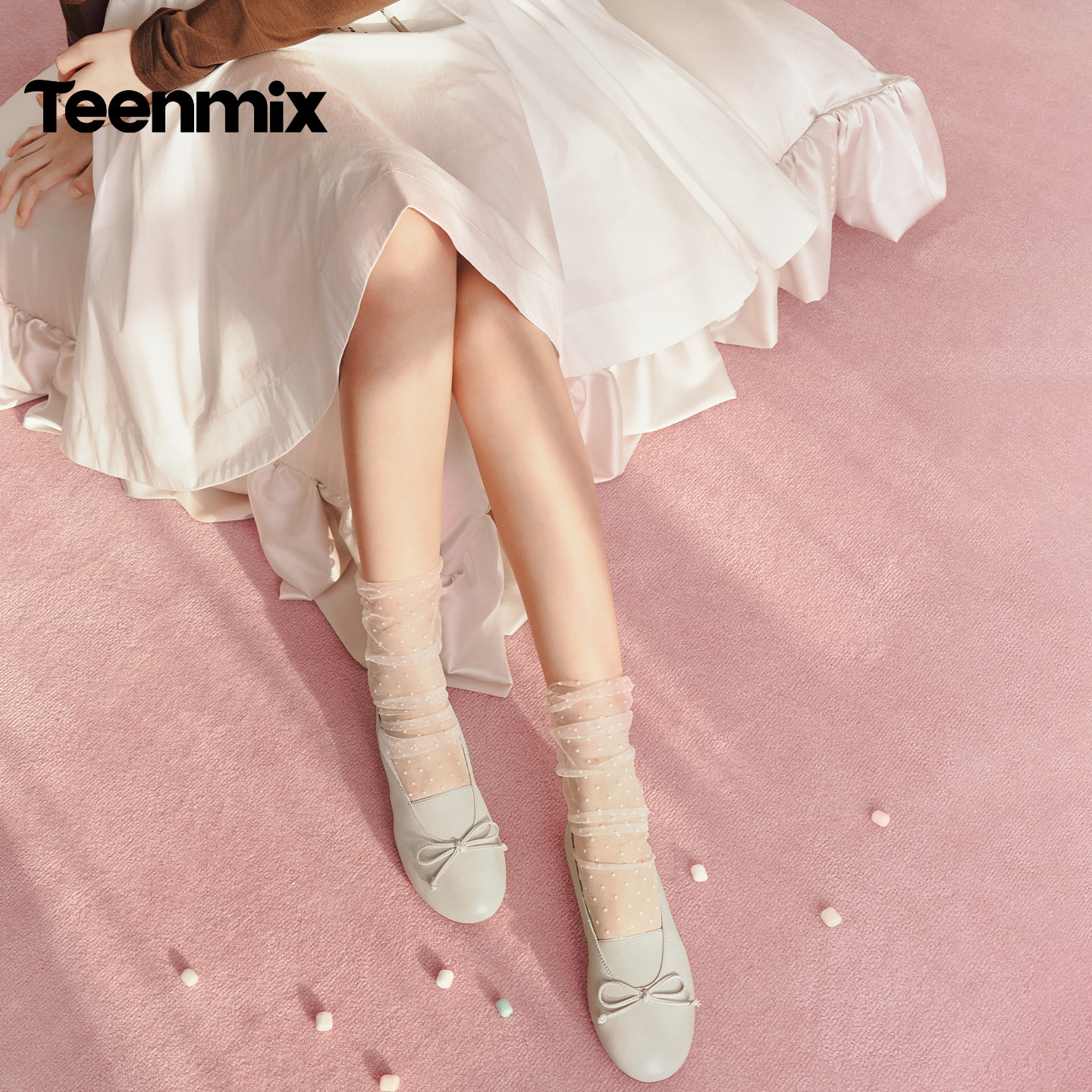 天美意蝴蝶结芭蕾浅口单鞋平底鞋女软底小皮鞋2026春新款KM115AQ6,淘宝优惠券,粉丝福利购,淘宝优惠卷