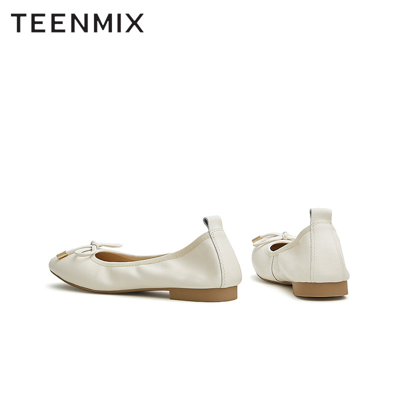 天美意蝴蝶结晚晚通勤女软底平底鞋 天美意teenmix单鞋