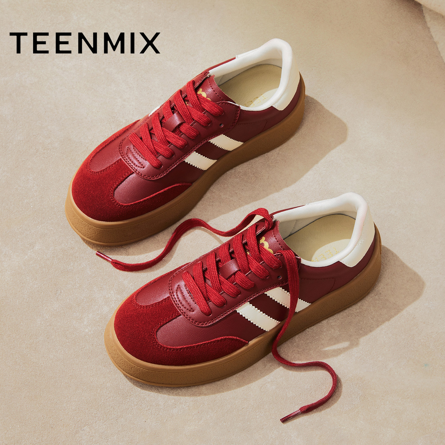 天美意复古厚底增高阿甘德训鞋运动板鞋女小白休闲鞋2025秋季新款,淘宝优惠券,粉丝福利购,淘宝优惠卷