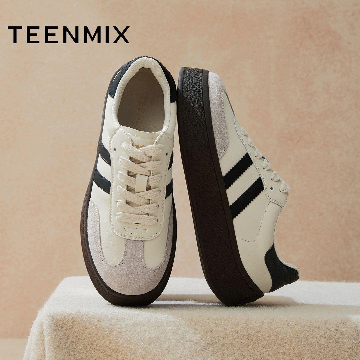 天美意复古厚底增高阿甘德训鞋运动板鞋女小白休闲鞋2025秋季新款,淘宝优惠券,粉丝福利购,淘宝优惠卷