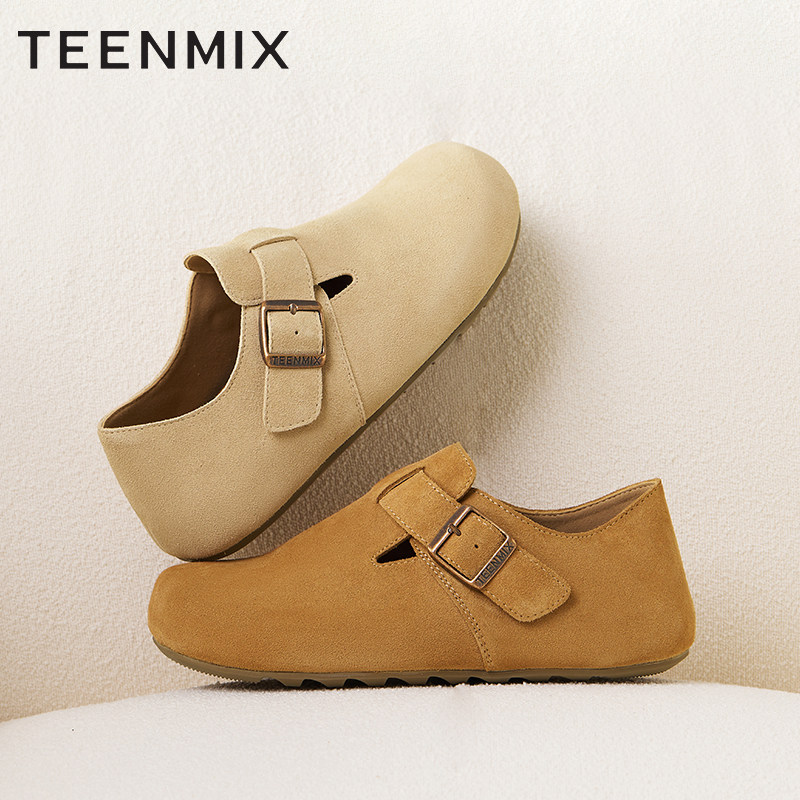 天美意复古厚底全包勃肯鞋男女同款一脚蹬休闲深口单鞋2025秋新款,淘宝优惠券,粉丝福利购,淘宝优惠卷