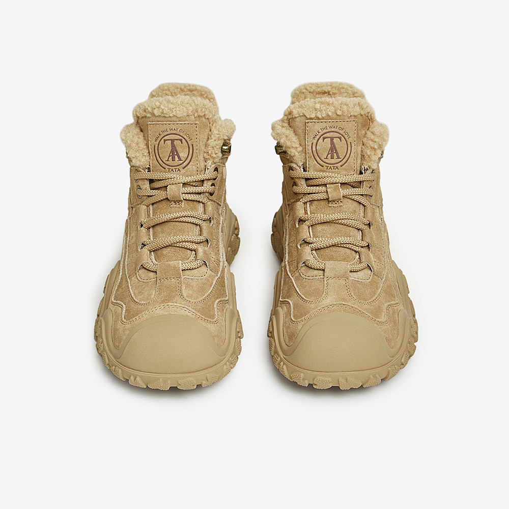 TATA他她厚底保暖运动靴女靴子加绒短靴高帮鞋2024冬新款CGM01DD4,淘宝优惠券,粉丝福利购,淘宝优惠卷