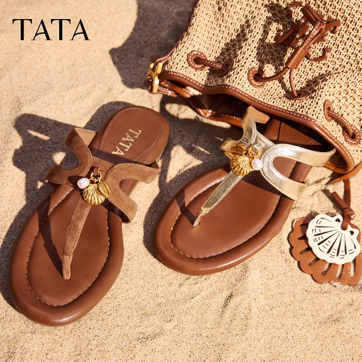 他她南法假日平底沙滩拖鞋