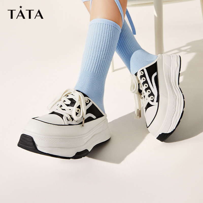 tata厚底溶解小白鞋薄款透气板鞋 他她Tata休闲板鞋