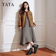 他她靴子女鞋加绒英伦工装靴厚底马丁靴羊皮