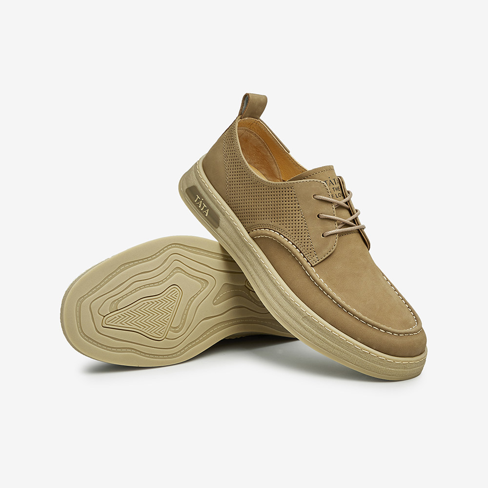 tata英伦风豆豆鞋男百搭一脚蹬皮鞋 他她Tata休闲皮鞋