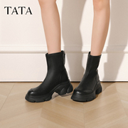 TATA他她喵爪靴加绒时装靴短靴弹力靴