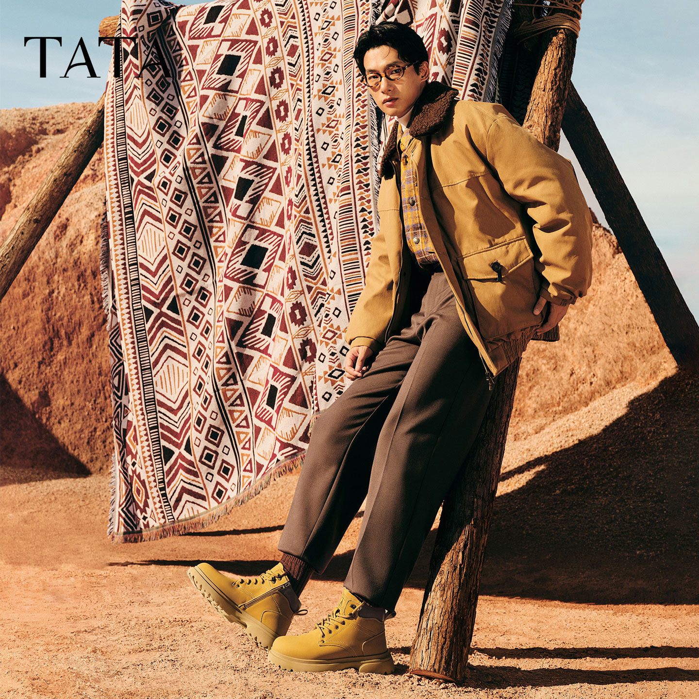 TATA他她男靴子2025冬季大黄靴百搭休闲男鞋新款工装靴VPQ01DD5,淘宝优惠券,粉丝福利购,淘宝优惠卷