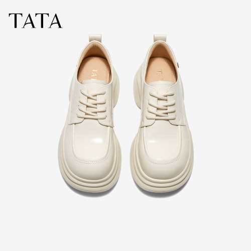 TATA他她厚底小皮鞋女百搭牛津鞋简约休闲系带单鞋2026秋CCJ09CM6 - 图1
