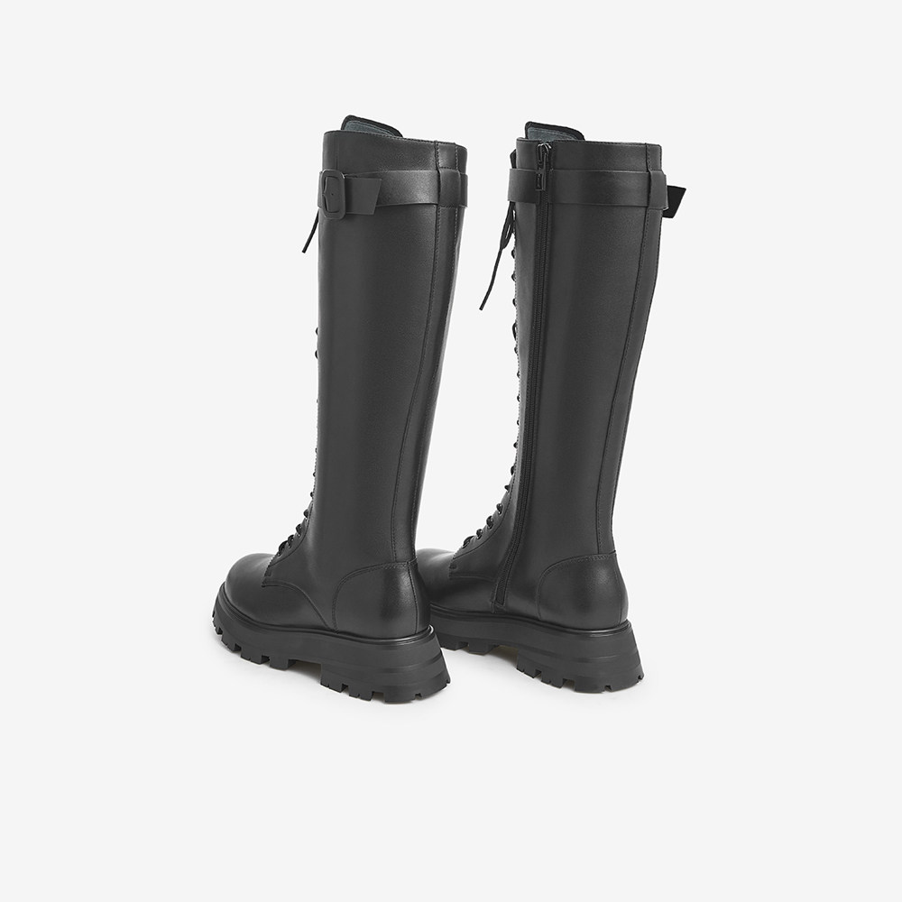 tata厚底新款潮不过膝冬季高筒靴 他她Tata马丁靴